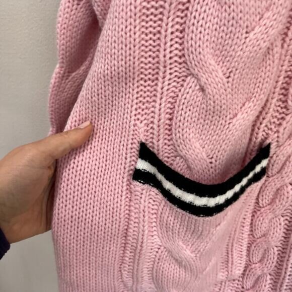 Torrid Pink Cable Knit Cardigan Sweater Size 1-US 14/16 Preppy Varsity Style - Picture 11 of 11